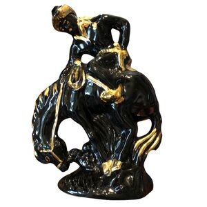 Vintage Cowboy on Horse Ceramic Figurine, Western